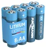 A pack of eight AA lithium batteries in a blue holder. Anteprima dell’immagine prodotto