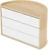 A white and natural wood jewelry organizer with three drawers. Náhled obrázku produktu