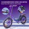 An electric bicycle with marketing text and close-up insets. Produktbild-Vorschau