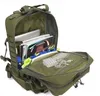 An open green tactical backpack filled with items. Náhled obrázku produktu
