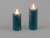 LED Kerze RUSTIK blau H. 10cm D. 5cm mit Timer aus Wachs Produktbild-Vorschau 2