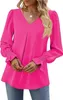 ASKSA Damen Bluse V-Ausschnitt Chiffon Plissee Produktbild-Vorschau 4