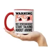 Warning May Talk About Anime Tasse Rot Geschenkidee Anime Produktbild-Vorschau 4