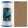 A spa filter cartridge next to its packaging. Produktbild-Vorschau