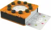 A board game with a circular question card and multiple choice answers, with buttons on top. Náhled obrázku produktu