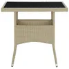 vidaXL Table de jardin beige poly rotin et verre Voir les images du produit 2