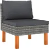 vidaXL Mittelsofas 2 Stk. Poly Rattan und Eukalyptus Produktbild-Vorschau 2