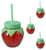 4er Trinkglas Wasserglas Saftglas Strohhalm Deckel Erdbeere Produktbild-Vorschau 2