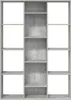 A front view of a gray, multi-shelf room divider or bookshelf against a white background. Náhľad obrázku produktu