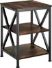 A three-tiered side table with a dark wood grain finish and black metal frame. Produktbild-Vorschau