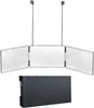 A three-panel folding mirror suspended by two rods, with a black base unit below. Produktbild-Vorschau