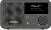 A studio shot of a gray Medion DAB+ radio with a screen displaying radio information and buttons for control. Náhľad obrázku produktu