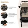 Collage of close-up images highlighting stroller features with descriptive text, alongside a partial view of the stroller itself. Náhled obrázku produktu