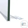 A close-up view of a shower door seal with water splashing. Produktbild-Vorschau
