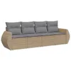 4-tlg. Garten-Sofagarnitur mit Kissen Beige Poly Rattan Produktbild-Vorschau 1