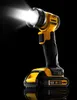 A DeWALT LED work light is shown against a black background, with its light beam illuminated. Produktbild-Vorschau