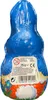 The back of a chocolate Easter bunny wrapped in blue foil. Produktbild-Vorschau