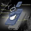 An exploded view of a blue phone case with various components labeled. Voir les images du produit