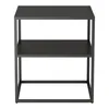 A black, two-shelf side table is shown against a white background. Náhled obrázku produktu
