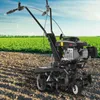 A tiller is shown in a field with a green crop in the background and blue sky above. Produktbild-Vorschau