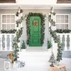 A festive Christmas-themed porch decorated with garlands, wreaths, and small Christmas trees. Náhled obrázku produktu
