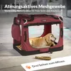 A golden retriever dog is lying inside a dark red dog crate with mesh windows, on a wooden floor. A rope toy is in front of the crate. Anteprima dell’immagine prodotto