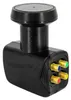 A black satellite LNB with multiple colored connectors. Produktbild-Vorschau