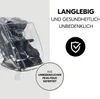 A transparent rain cover for a stroller is shown, with marketing text and icons highlighting its features. Anteprima dell’immagine prodotto