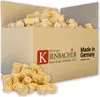 A cardboard box filled with wood wool fire starters, with some scattered in front of the box. Produktbild-Vorschau