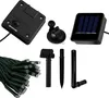 A collection of solar-powered LED string light components, including the solar panel, control box, suction cup mount, and stakes. Náhled obrázku produktu
