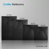 A size reference chart showing different sizes of black shower trays. Náhled obrázku produktu