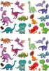 A collage of various cartoon-style dinosaurs and dragon-like creatures, some with wings, in different colors and poses. Produktbild-Vorschau