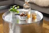 Couchtisch Hammerschlag Aluminium Rund 60x60x35cm Silber, Gesamtansicht von oben mit gehämmerter Oberfläche. Produktbild-Vorschau