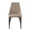 A beige upholstered chair with black legs, shown from the front on a white background. Produktbild-Vorschau