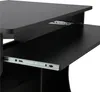 A close-up view of a black computer desk with a pull-out keyboard tray. Podgląd zdjęcia produktu
