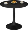 A black round dining table with a pedestal base, set with two cups of coffee and a bowl of fruit. Anteprima dell’immagine prodotto