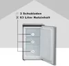 An image of an open, empty freezer with labels indicating capacity and drawer count. Produktbild-Vorschau