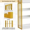 Close-up shots highlighting features of a white and gold bookshelf. Podgląd zdjęcia produktu
