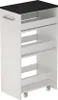 A white roll cart with a black top and silver handle, shown from the front-right. Voir les images du produit