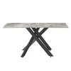 A dining table with a marble-effect top and black metal legs, presented against a white background. Produktbild-Vorschau