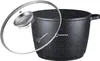 A black pot with a speckled pattern and a clear glass lid is shown against a white background. Náhled obrázku produktu