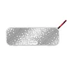 A white Bluetooth speaker with a black triangular pattern and a red and black cord. Anteprima dell’immagine prodotto