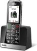 A black Maxcom MM720 senior phone is shown in its charging dock against a white background. Náhľad obrázku produktu