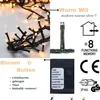 A collage of images showing LED string lights, their features, and certifications. Produktbild-Vorschau
