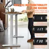 A person stands at a standing desk in an office setting, with text overlays highlighting features. Voir les images du produit