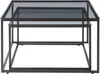 A set of two nesting square coffee tables with dark gray glass tops and black metal frames, presented against a white background. Náhľad obrázku produktu