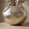 WOHNLING Tischvase Aluminium 30cm Silber Dekovase rund Produktbild-Vorschau 5