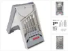 A set of Bosch ceramic drill bits in a gray and white plastic case, with additional product information displayed in smaller inset images. Podgląd zdjęcia produktu