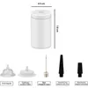 A white vacuum sealing device with various attachments and size indicators. Produktbild-Vorschau