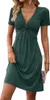 ASKSA Damen V-Ausschnitt Kleid Aermellos Einfarbig Produktbild-Vorschau 1